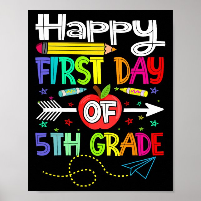 Affiche Premier Jour De 5e Professeur De Rentree Scolaire  (Devant)