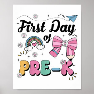 Affiche Premier Jour De Crayon Pré-K Enseignants Filles