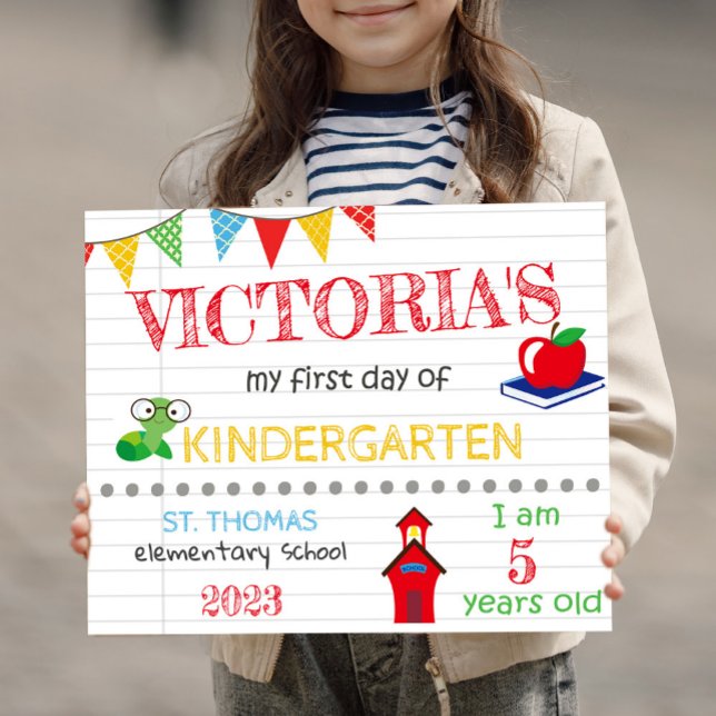Affiche Premier Jour De KINDERGARTEN Nom Détails Date D'Âg (Créateur téléchargé)