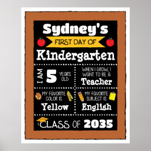 Affiche Premier jour de la classe Signes Art étudiant - Ja