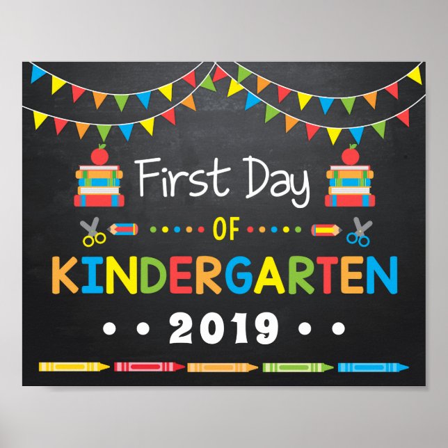 Affiche Premier jour de maternelle, Panneau d'ardoise (Devant)