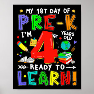 Affiche Premier jour de pré-maternelle garçon de 4 ans prê