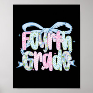 Affiche Premier jour de quatrième année bouquet floral pou
