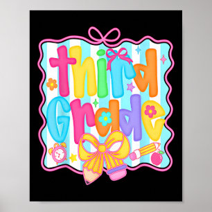 Affiche Premier jour de troisième année bouquet floral pou