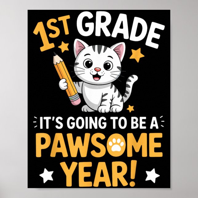 Affiche Premier Jour d'École Année Géniale Chat 1re Année (Devant)