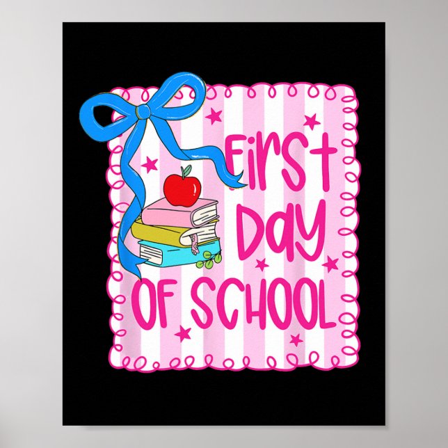 Affiche Premier Jour D'école Coquette Féminine Crayon Reto (Devant)