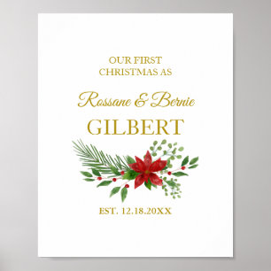 Affiche Premier Noël comme citation avec design de poinset