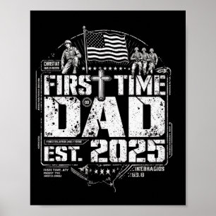 Affiche Premier Papa Croix Chrétienne Patriotique Vintage
