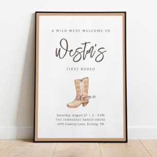 Affiche Premier Rodéo Neutre Sud Cowboy Anniversaire