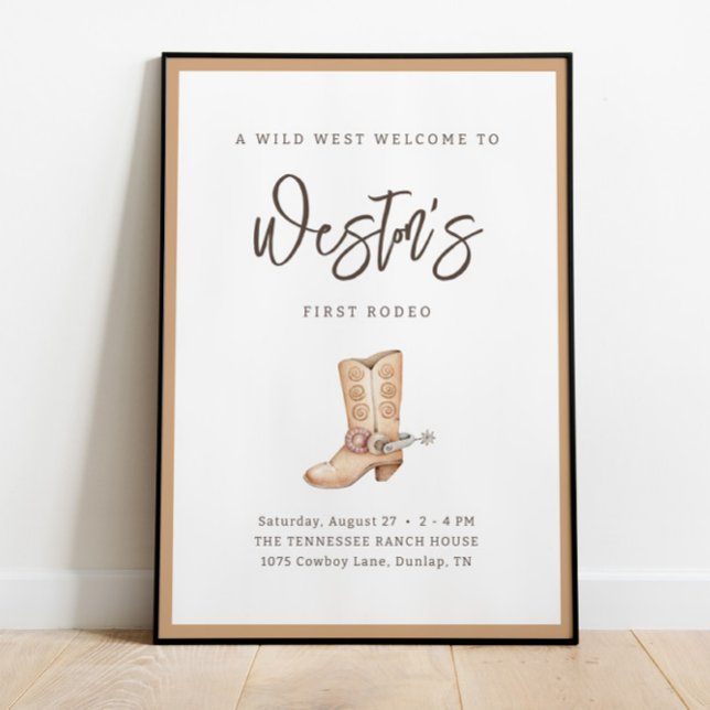 Affiche Premier Rodéo Neutre Sud Cowboy Anniversaire (Créateur téléchargé)