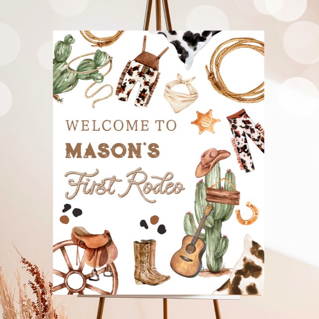 Affiche Premier Rodeo Wild West Cowboy Boy Birthday Welcom (Créateur téléchargé)