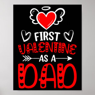 Affiche Premier Saint-Valentin en tant que papa cœur nouve