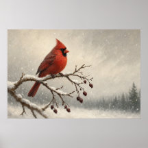 Premier visiteur de neige Cardinal d'hiver