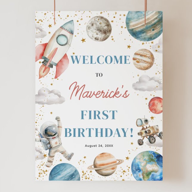 Affiche Premier voyage autour du soleil Anniversaire 18x24 (First Trip Around the Sun Birthday 18x24 Welcome Poster)