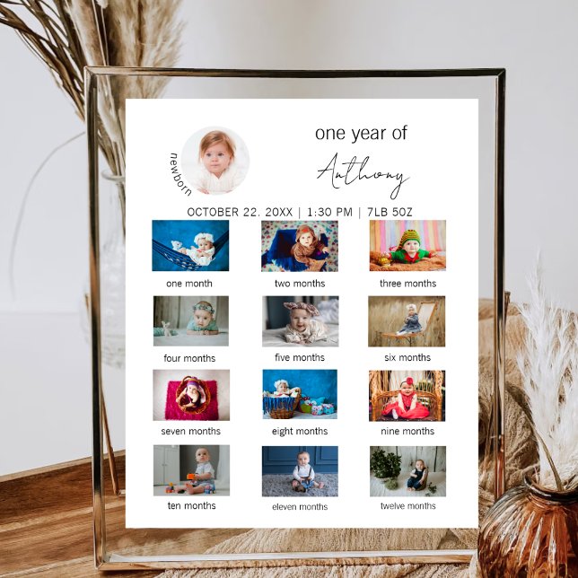 Affiche Première année du bébé photo minimale premier anni (Créateur téléchargé)