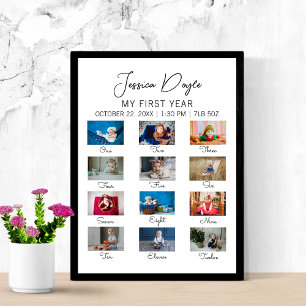 Affiche Première année du minimaliste bébé 1er anniversair