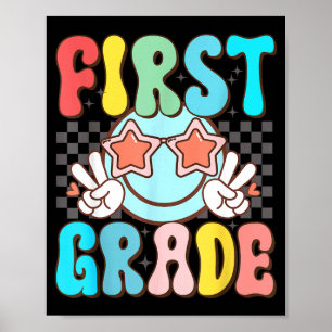 Affiche Première année sourire rétro funky visage 1ère ann