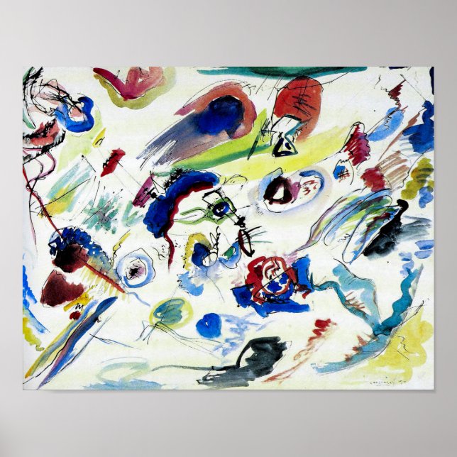 Affiche Première aquarelle Abstraite par Wassily Kandinsky (Devant)