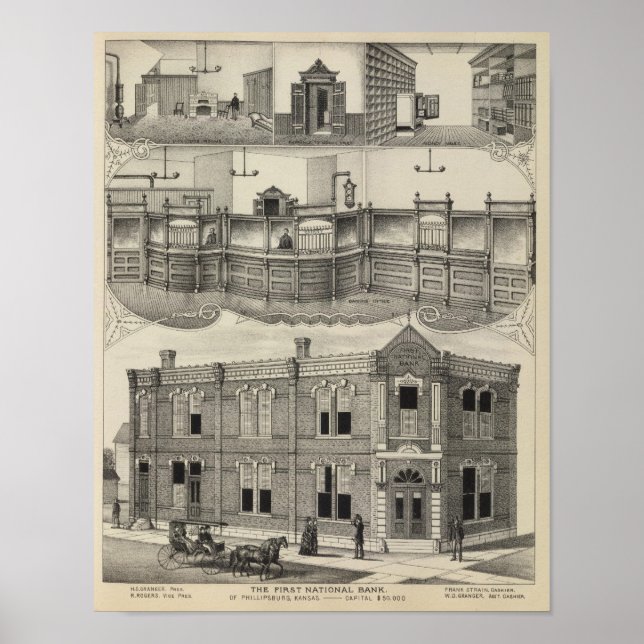 Affiche Première Banque nationale de Phillipsburg, Kansas (Devant)