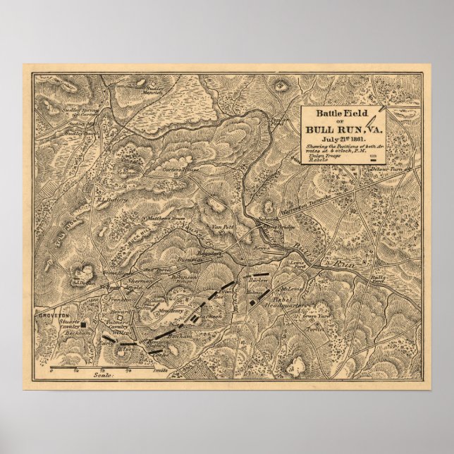Affiche Première bataille de Bull Run - Guerre civile Pano (Devant)