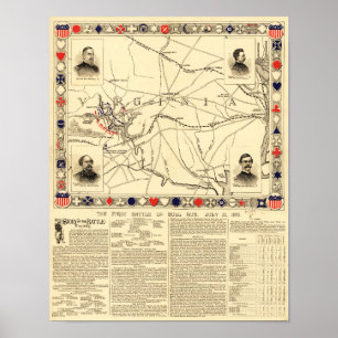 Affiche Première bataille de course de Taureau - guerre