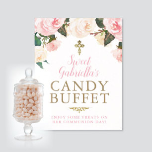 Affiche Première Communion & Baptême BUFFET DE BONBONS ROS