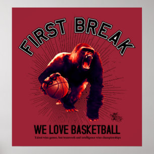 Affiche Première coupure, basket-ball d'amour, gorille