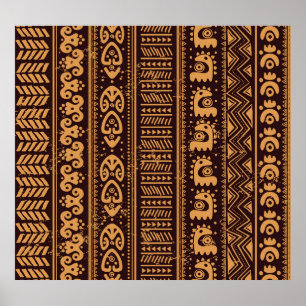 Affiche Première ethnie tribale, motif sans coutures.
