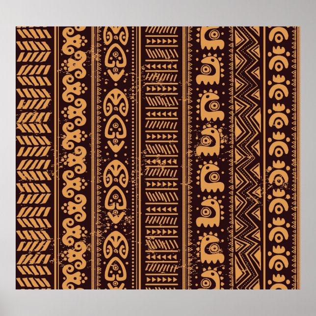 Affiche Première ethnie tribale, motif sans coutures. (Devant)