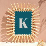 Affiche Première lettre | Teal Monogram Modern Stylish Coo<br><div class="desc">Simple,  stylish custom initial letter monogram poster print in moderne minimalist typographiy in putty gray on teal blue. A perfect custom gift or accessoire with personal touch !</div>