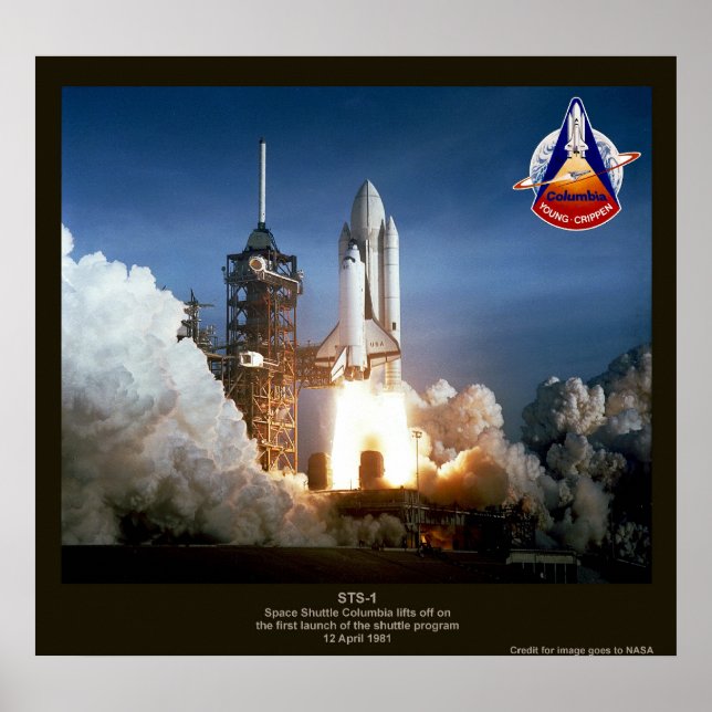 Affiche Première navette spatiale lancer STS-1 Columbia (Devant)