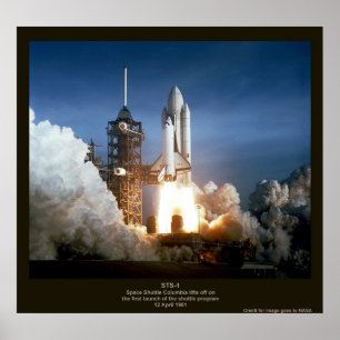 Affiche Première navette spatiale lancer STS-1 Columbia