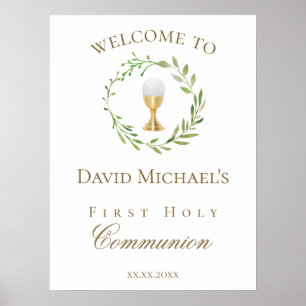 Affiche Première Sainte Communion couronne de bienvenue ve