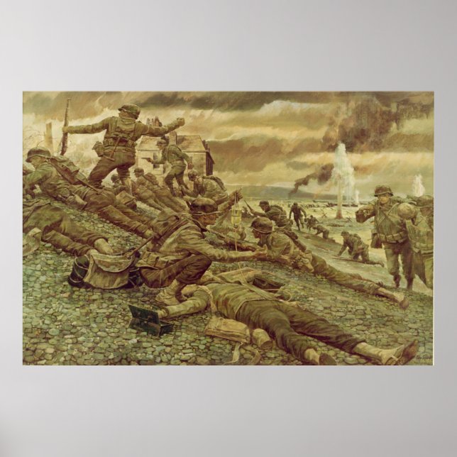 Affiche Première vague à Omaha par Ken Riley Imprimer (Devant)