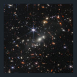 Affiche Première vue profonde de l'univers de Webb<br><div class="desc">Vaste et profonde, cette image capture une minuscule tranche du début de l'univers, grouillant de milliers de galaxies de formes et de tailles diverses. Les couleurs pâles des galaxies témoignent de leur immense distance, certaines datant de 13, 8 milliards d'années. Les galaxies spirales, comme notre propre Voie Lactée, serrent de...</div>