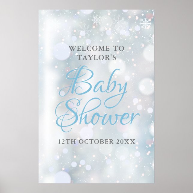 Affiche Premières Neige Bébé Shower / Sprinkle Bienvenue (Devant)