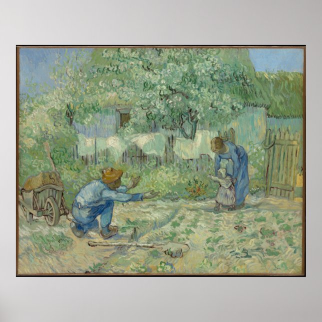Affiche Premiers pas, après Millet 1890 Vincent van Gogh (Devant)