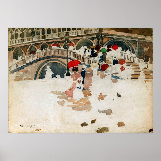 Affiche Prendergast - Parapluies sous la pluie Venise (Devant)
