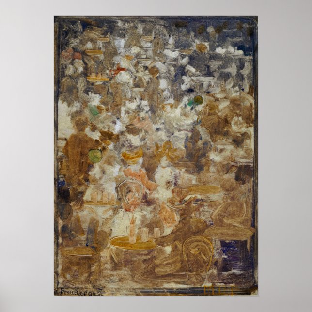 Affiche Prendergast - Scène de café en plein air 1900 (Devant)