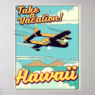 Affiche Prenez des vacances ! Dessin de voyage d'Hawaï