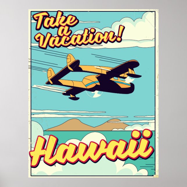 Affiche Prenez des vacances ! Dessin de voyage d'Hawaï (Devant)