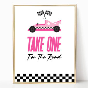 Affiche Prenez-En Un Pour La Route Rose Race Voiture Favor