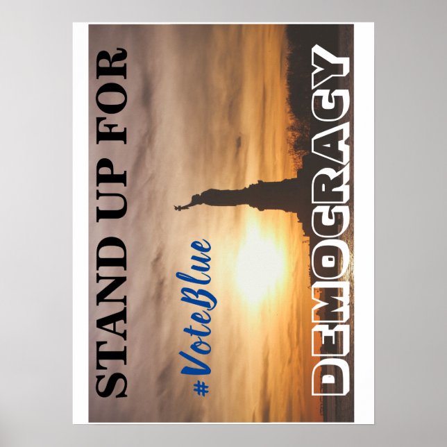 Affiche PRENEZ LA DÉMOCRATIE #VoteBlue (Devant)