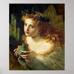 Affiche Prenez le beau visage de femme, papillons de fée