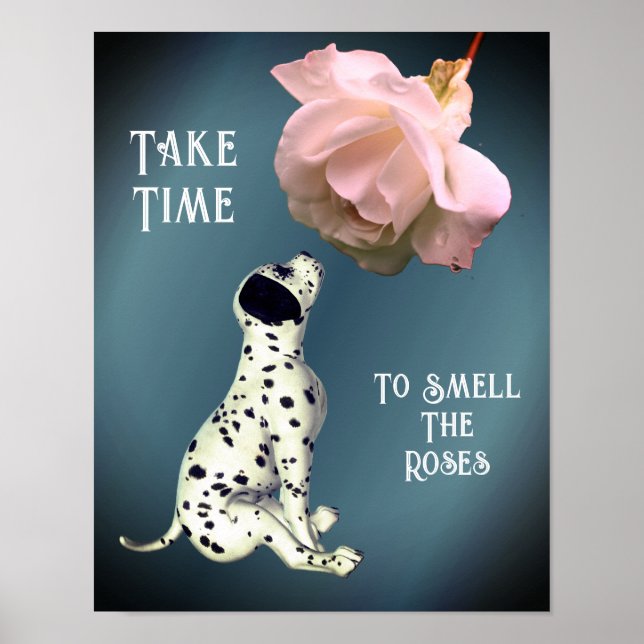 Affiche Prenez Le Temps De Sentir Rose Puppy Inspirational (Devant)