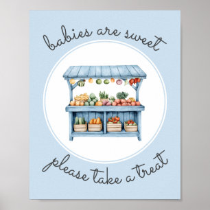 Affiche Prenez un Baby shower de marché des fermiers bleus