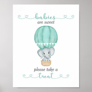 Affiche Prenez un Baby shower d'éléphant vert Treat