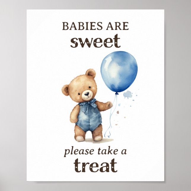 Affiche Prenez un Baby shower Teddy Bear Boy (Devant)