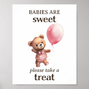 Affiche Prenez un Baby shower Teddy Bear Girl