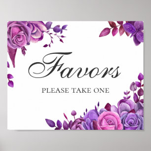 Affiche Prenez un cadeau. Fleurs de mariage roses et viole